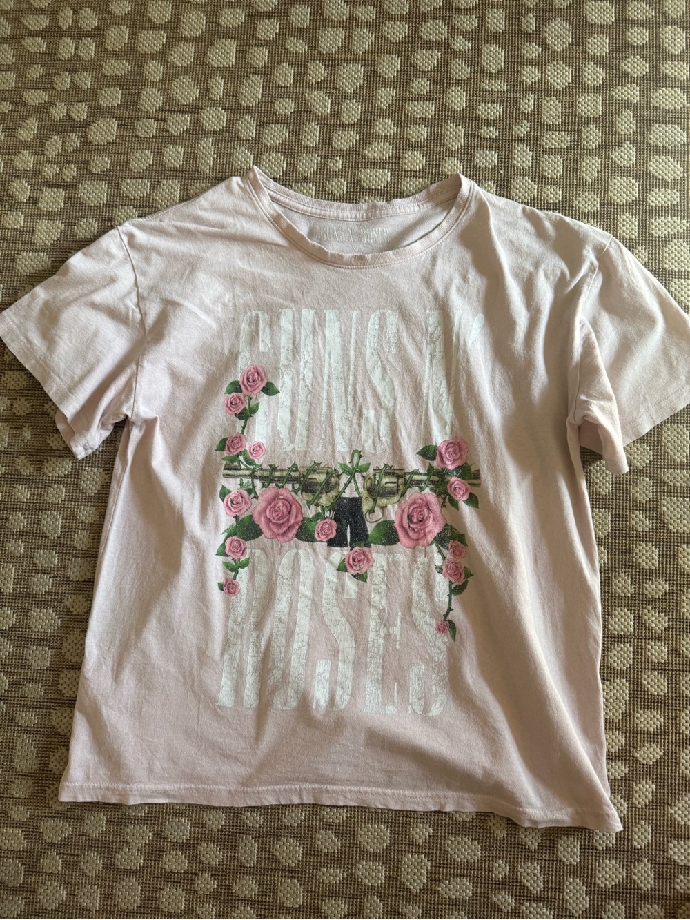 Guns N’ Roses Rose Graphic Band Tee Pink Cotton T-Shirt XL